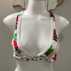 NWOT! Miss Bikini White‎ Floral Print Bikini Top